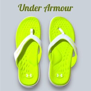 Under Armour Green and White Sandals with Comfortable Footbed